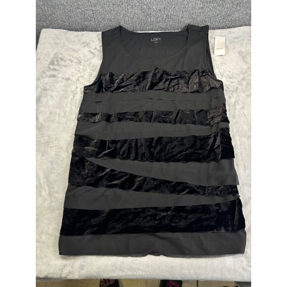 Loft Womens shirt Medium ann taylor ruffled tank top - Picture 2 of 11